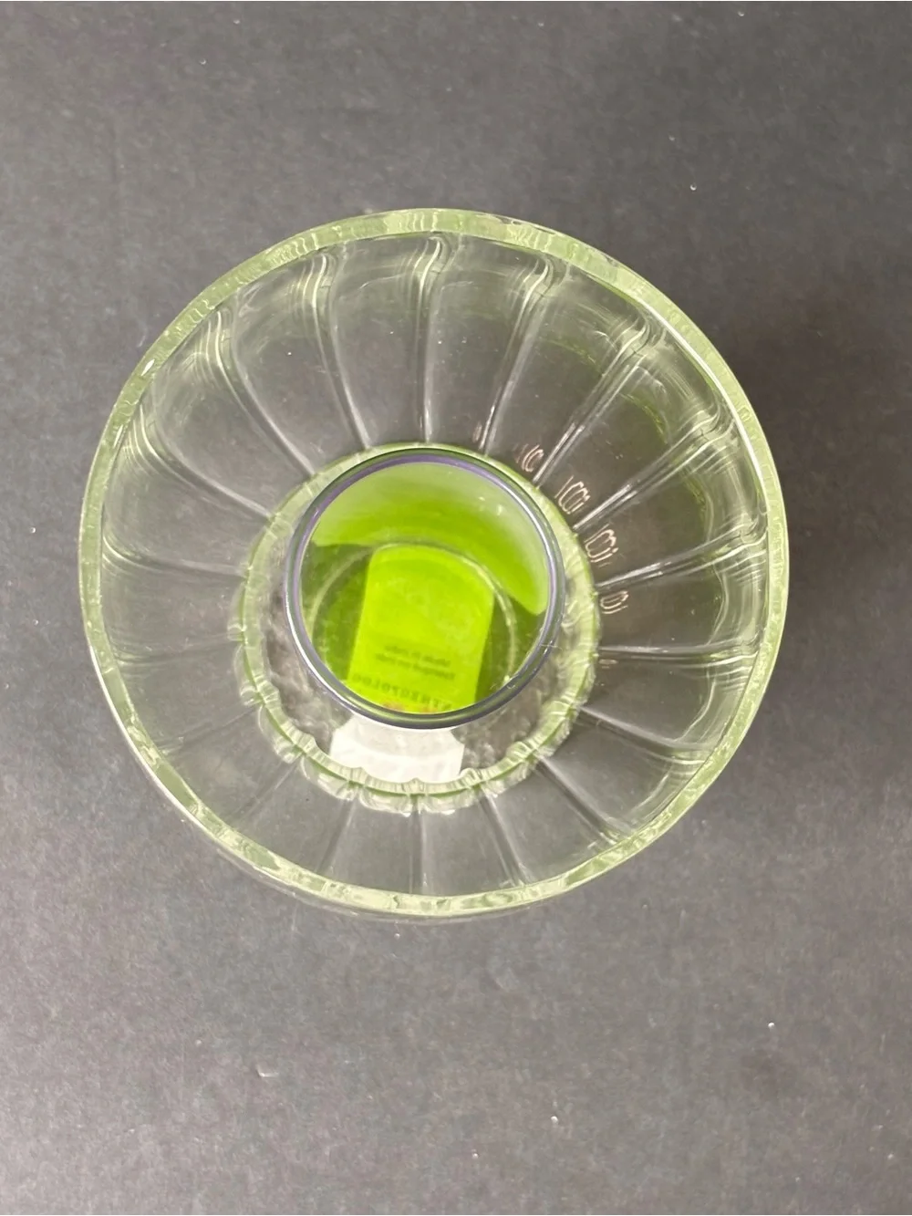 Anthropologie Lucia Neon Glass Vase Fluted Clear Outer Green & Purple Inside NWT